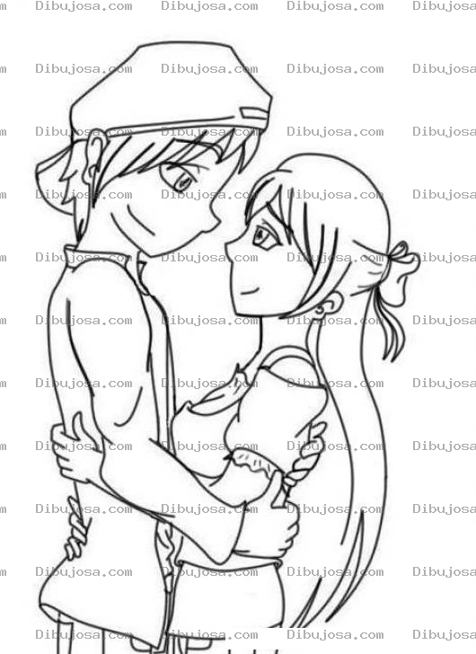 Dibujo para colorear Dibujo De Novios Enamorados A Punto De Darse Un Beso Para Pintar Y Colorear