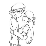Dibujo para colorear Dibujo De Novios Enamorados A Punto De Darse Un Beso Para Pintar Y Colorear