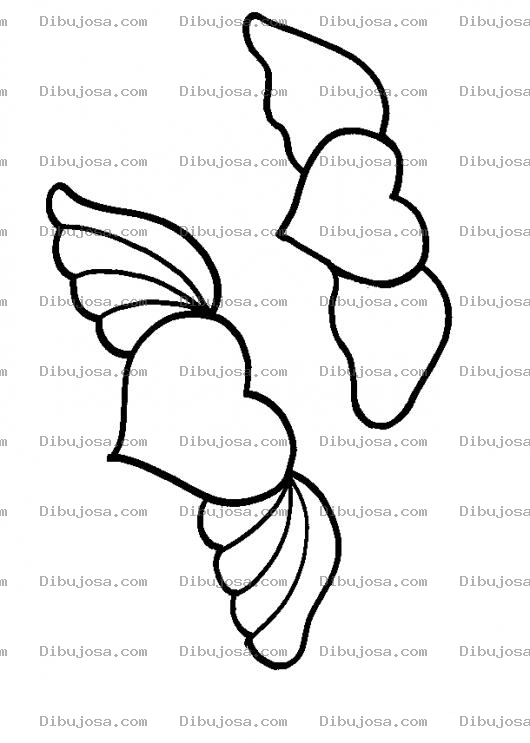 Dibujo para colorear Bibujo De Dos Corazones Con Alas Para Pintar Y Colorear
