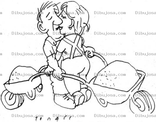 Dibujo para colorear Dibujo Del Beso De Esposos Albaniles Llevando Carretas Llenas De Cemento Para Pintar Y Colorear