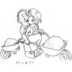 Dibujo para colorear Dibujo Del Beso De Esposos Albaniles Llevando Carretas Llenas De Cemento Para Pintar Y Colorear
