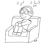 Dibujo para colorear Dibujo De Nino Escuchando Musica Con Audifonos En El Sofa Para Pintar Y Colorea Chico Con Audifonosr