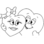 Dibujo para colorear Pareja De Corazones Enamorados Para Pintar Y Colorear 2 Corazones
