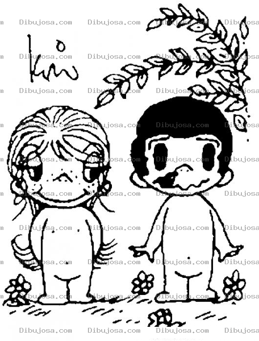 Dibujo para colorear Dibujo De Adan Y Eva Como Ninos Para Pintar Y Colorear