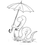 Dibujo para colorear Dibujo De Lombriz Con Sombrilla Para Pintar Y Colorear Culebrita Lombricita Con Paraguas