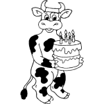 Dibujo para colorear Dibujo De Vaca Con Pastel De Cumpleanos Para Pintar Y Colorear Vaquita Cumpleanera