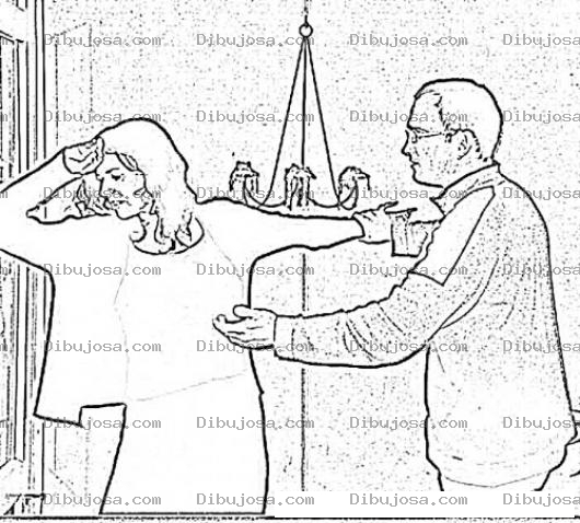 Dibujo para colorear Dibujo De Mujer Decepcionada De Su Marido Para Pintar Y Colorear Parjea De Esposos Discutiendo