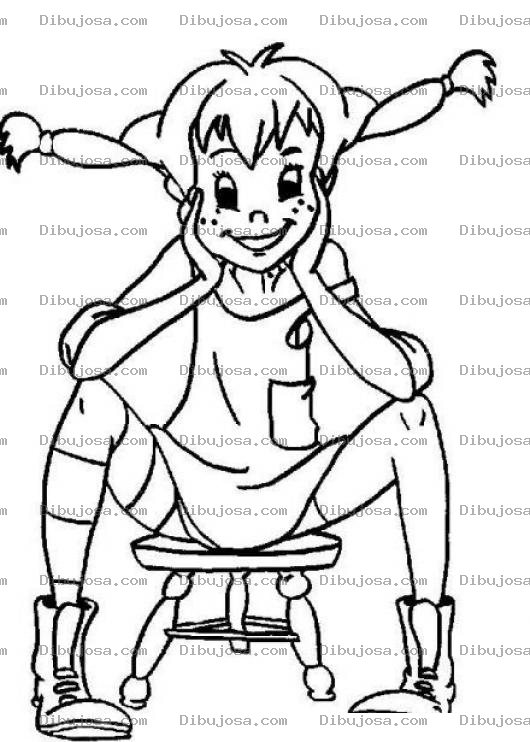 Dibujo para colorear Dibujo De La Pelirroja Con Colitas Y Pecas Llamada Pippi Langstrum Para Pintar Y Colorear A Pipi Lastrum Pipilangstrum Pippilangstrumpf