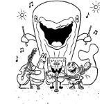Dibujo para colorear un grupo musical de bob esponja para colorear