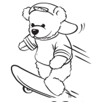 Dibujo para colorear Dibujo De Osito En Patineta Para Pintar Y Colorear