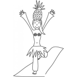 Dibujo para colorear Dibujo De Modelo En Pasarela En Traje De Verano Con Una Pina En La Cabeza Para Pintar Y Colorear