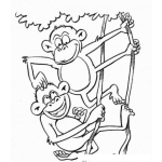Dibujo para colorear Primates Contentos Dibujo De 2 Monos Colgango De Lianas Para Pintar Y Colorear Micos Haciendose Carinito