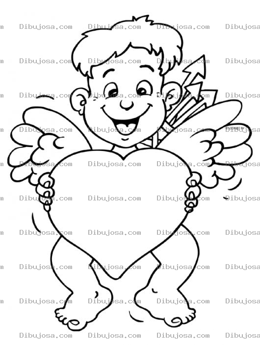 Dibujo para colorear Dibujo De Cupido Con Corazon Para Pintar Y Colorear El Dia De San Valentin