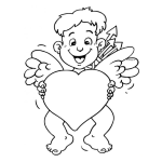 Dibujo para colorear Dibujo De Cupido Con Corazon Para Pintar Y Colorear El Dia De San Valentin