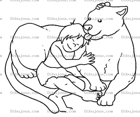 Dibujo para colorear Dibujo De Nino Con Leona Para Pintar Y Colorear
