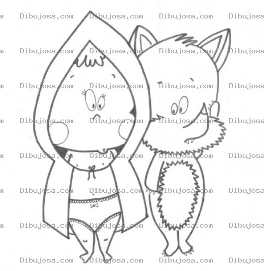 Dibujo para colorear Caperucita Y Lobito Para Pintar Y Colorear Dibujo De Caperucita Roja De Beb Con Lobo Feroz De Bebe