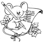 Dibujo para colorear Dibujo Para Pintar Y Colorear A Un Raton Haciendo Carta Para Santa Claus Con Su Lista De Deseos Para Navidad