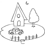 Dibujo para colorear Colorear Casita con carrito