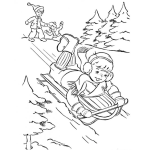 Dibujo para colorear Dibujo De Nino Deslizandose En Trineo De Nieve Para Pintar Y Colorear Sledge