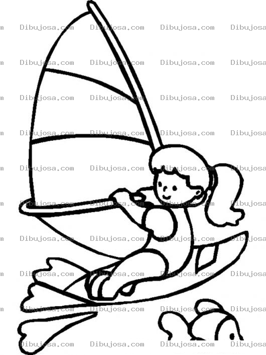 Dibujo para colorear Dibujo De Nina En Velero Para Pintar Y Colorear Windsurfing Monte Carlo