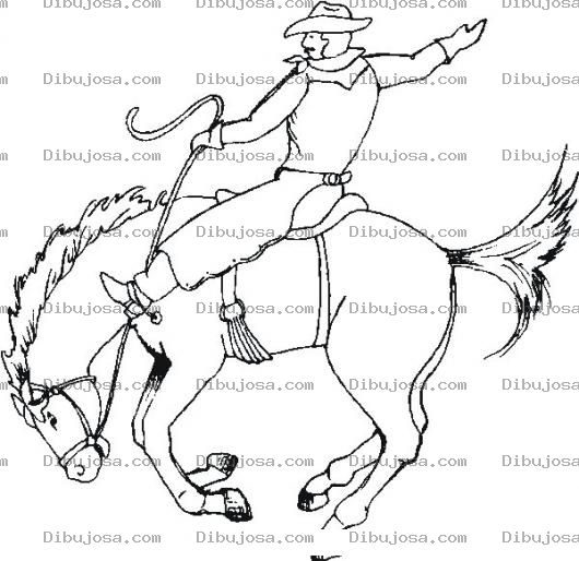 Dibujo para colorear Dibujo De Jinete Sobre Un Potro Salvaje En Un Jaripeo Para Pintar Y Colorear Vaquero Jinetando Un Caballo