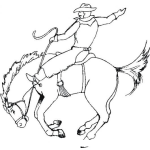 Dibujo para colorear Dibujo De Jinete Sobre Un Potro Salvaje En Un Jaripeo Para Pintar Y Colorear Vaquero Jinetando Un Caballo