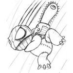 Dibujo para colorear Dibujo De Monstruito Con Sierra Motorizada Para Pintar Y Colorear Motosierra De Picachu