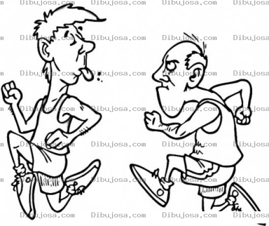 Dibujo para colorear Dibujo De Hombres Corriendo Una Carrera Para Pintar Y Colorear Atletas Maratonistas Joven Y Viejo Trotando