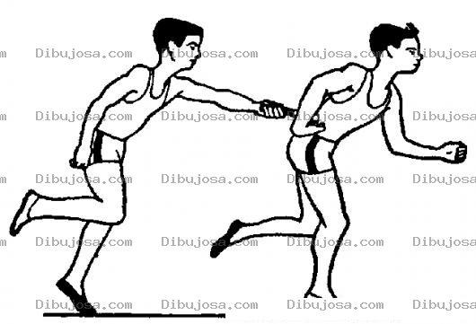 Dibujo para colorear Dibujo Atletismo De Una Carrera De Relevos Para Pintar Y Colorear Dos Atletas Corriendo