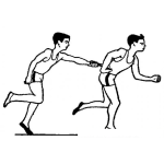 Dibujo para colorear Dibujo Atletismo De Una Carrera De Relevos Para Pintar Y Colorear Dos Atletas Corriendo
