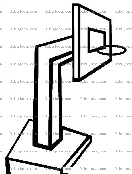 Dibujo para colorear Dibujo De Canasta De Basquetbol Para Pintar Y Colorear Poste De Basketball Con Tablero Y Aro De Baloncesto