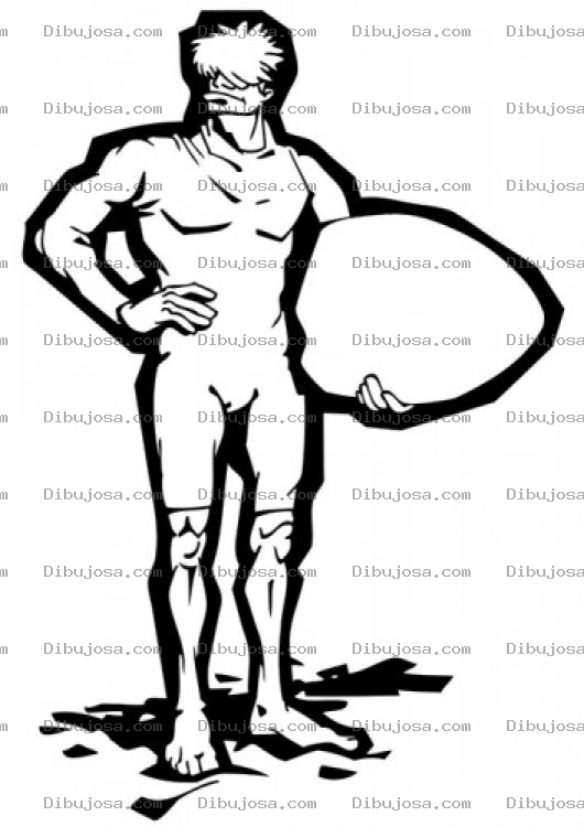 Dibujo para colorear Dibujo De Chico Surfistar Para Pintar Y Colorear Surfeador Con Tabla De Surf De Sorfista