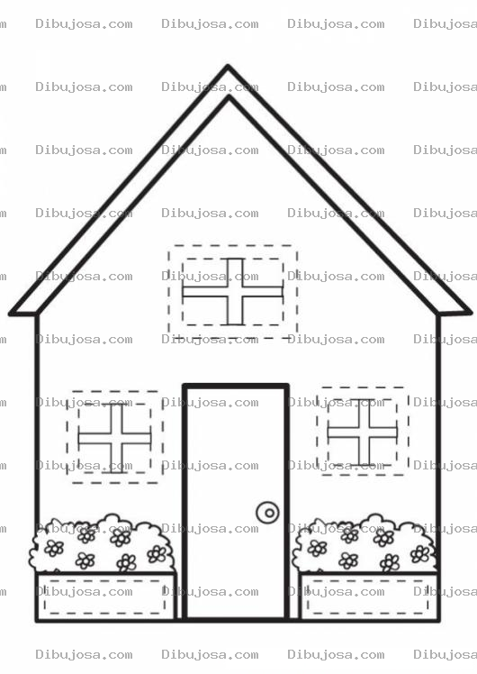 Dibujo para colorear Colorear Casita con 3 ventanas