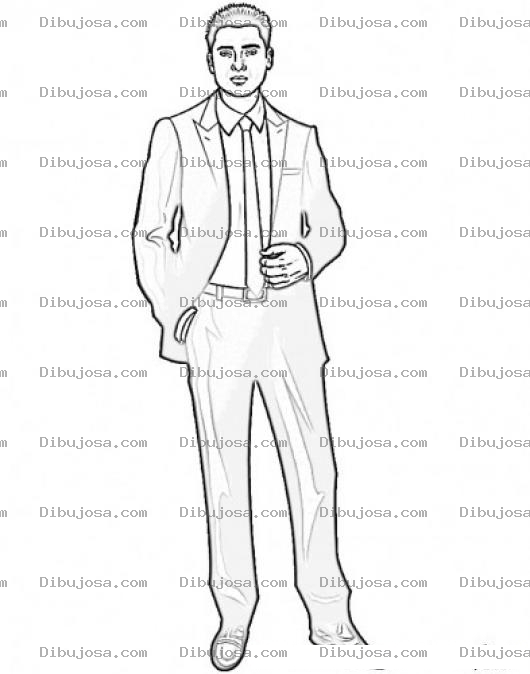 Dibujo para colorear Dibujo De Jovencito Bien Vestido Con Saco Y Corbata Para Pintar Y Colorear A Gerente Ejecutivo Senior Gerente De Ventas Bien Planchado