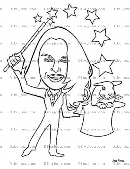 Dibujo para colorear Dibujo De Mujer Mago Para Pintar Y Colorear Maga Con Varita Magica Y Un Conejo Saliendo De Un Sombrero