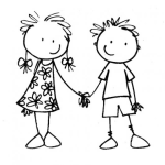 Dibujo para colorear Dibujo De Hermanitos Tomados De La Mano Para Pintar Y Colorear