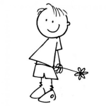 Dibujo para colorear Dibujo De Un Nino Con Una Flor Para Pintar Y Colorear