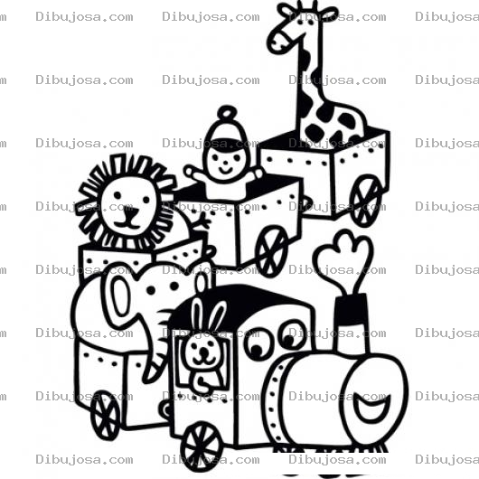 Dibujo para colorear Dibujo De Trensito Con Animalitos Para Pintar Y Colorear El Tren De Los Animales Del Zoologico