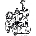 Dibujo para colorear Dibujo De Trensito Con Animalitos Para Pintar Y Colorear El Tren De Los Animales Del Zoologico