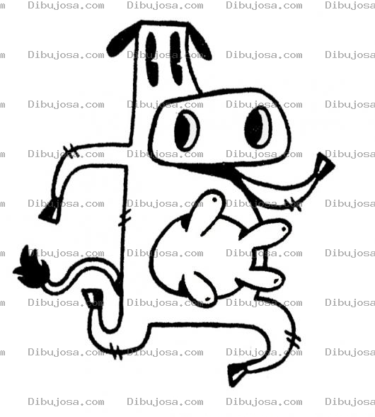 Dibujo para colorear Dibujo De Vaca Corriendo En 2 Patas Con Las Ubres De Frente Para Pintar Y Colorear