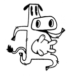 Dibujo para colorear Dibujo De Vaca Corriendo En 2 Patas Con Las Ubres De Frente Para Pintar Y Colorear