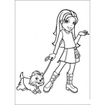Dibujo para colorear Dibujo De Nina Con Perrita Para Pintar Y Colorear Chica Paseando A Su Perra Chuchita Con Correa