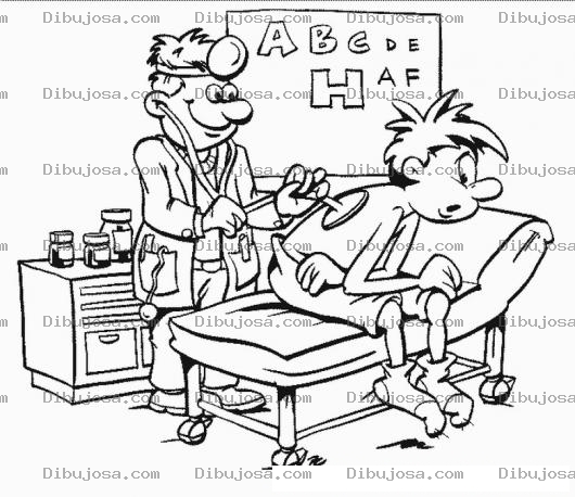 Dibujo para colorear Dibujo De Medico Examinando A Un Pasiente En La Camilla De Su Clinica Para Pintar Y Colorear Examen Medico Con Estetoscopio