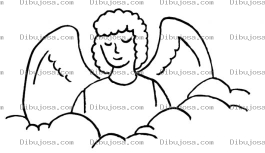Dibujo para colorear Dibujo De Un Angel Entre Las Nubes Para Pintar Y Colorear