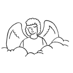 Dibujo para colorear Dibujo De Un Angel Entre Las Nubes Para Pintar Y Colorear