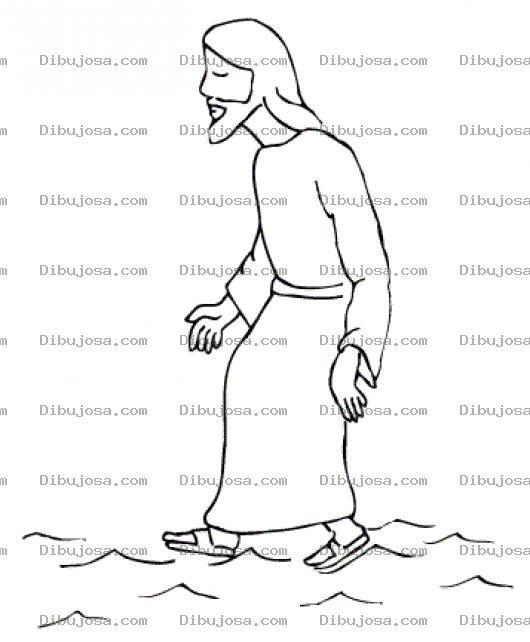 Dibujo para colorear Dibujo De Jesus Caminando Sobre El Agua Para Pintar Y Colorear A JESUS Sobre Las Aguas