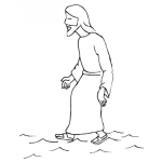 Dibujo para colorear Dibujo De Jesus Caminando Sobre El Agua Para Pintar Y Colorear A JESUS Sobre Las Aguas