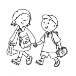 Dibujo para colorear Dibujo De Caillou Con Su Novia Tomados De La Mano Para Pintar Y Colorear A La Novia De Caillou