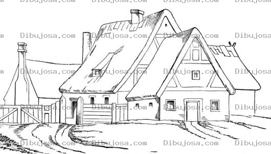 Dibujo para colorear Colorear casa grande de campo