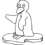 Dibujo para colorear Dibujo De Un Pinguino Sobre Un Bloque De Hielo Para Pintar Pinguinito Flotando En Tempano De Hielo